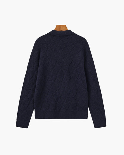 Heritage Diamond Knit Zip Cardigan